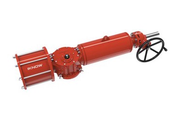 Пневматический привод с кулисным механизмом при отказе закрытия